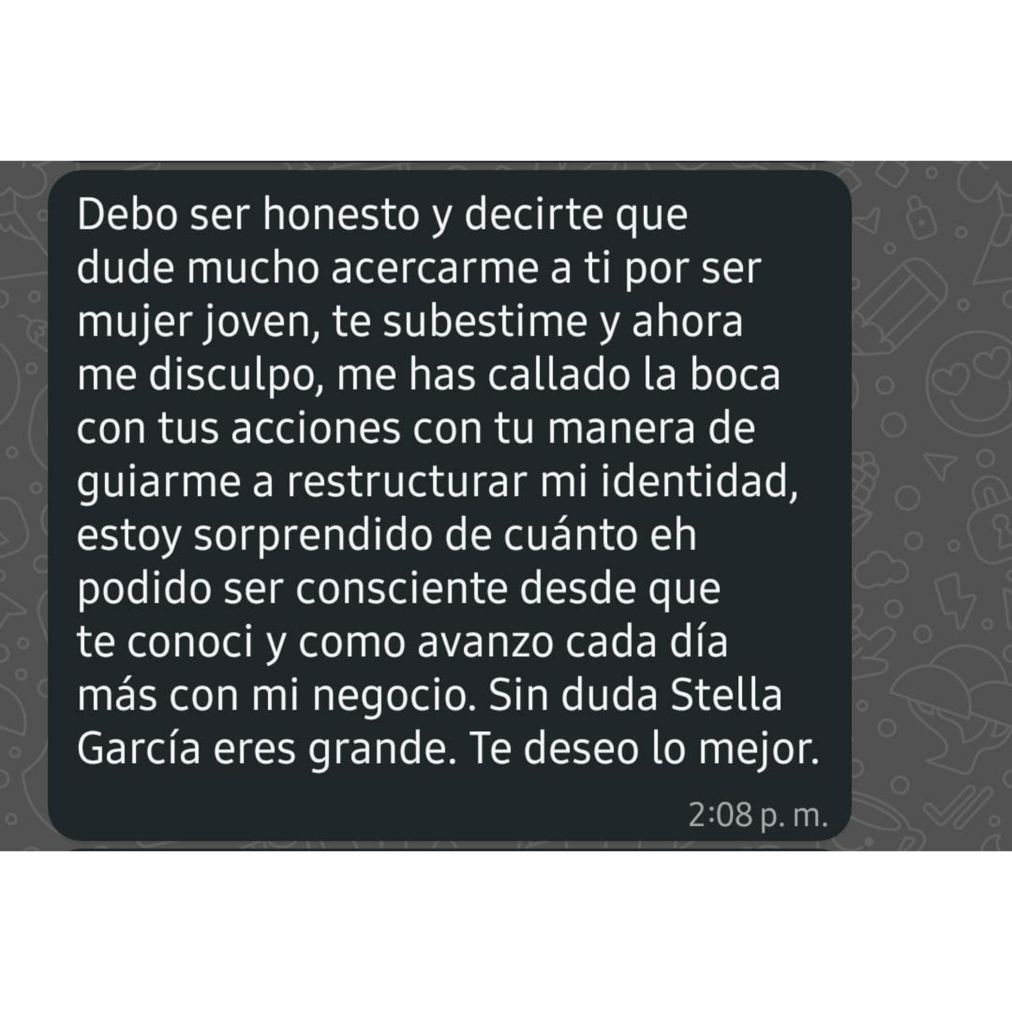 Testimonio recibido por WhatsApp